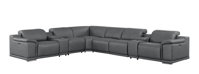 2679 - 8-Piece L-Shaped Power Reclining Sectional In Genuine Leather (4 Recliners)