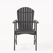 Two Noble House outdoor weather-resistant acacia wood Adirondack dining chairs set, featuring wide armrests and slatted backrests.