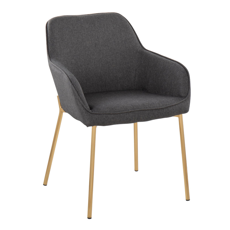 Set of two Lumi Source Daniella contemporary dining chairs with sleek design and neutral upholstery, shown from a side angle.