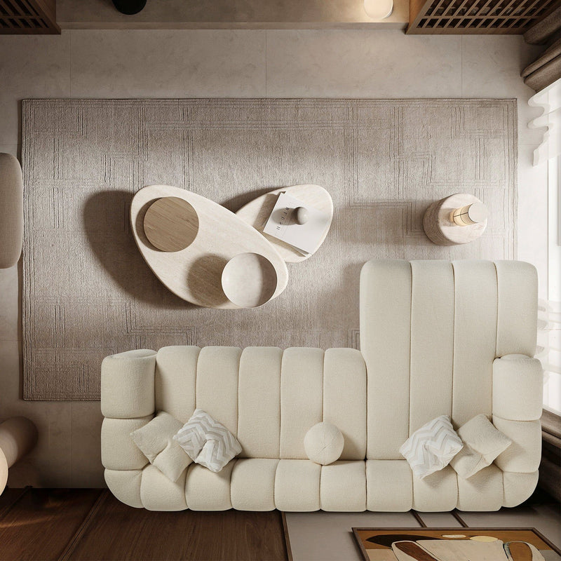 Beatrice - Modern Tufted Right Sectional Sofa - Ivory - R&R Furniture Gallery (Fountain Valley, CA)