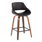 Pair of Lumi Source Fabrico mid-century modern counter stools with wooden legs and upholstered seats, set of two.