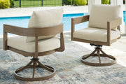 Serene Bay - Swivel Chair With Cushion (Set of 2) - Dark Brown / White - R&R Furniture Gallery (Fountain Valley, CA)