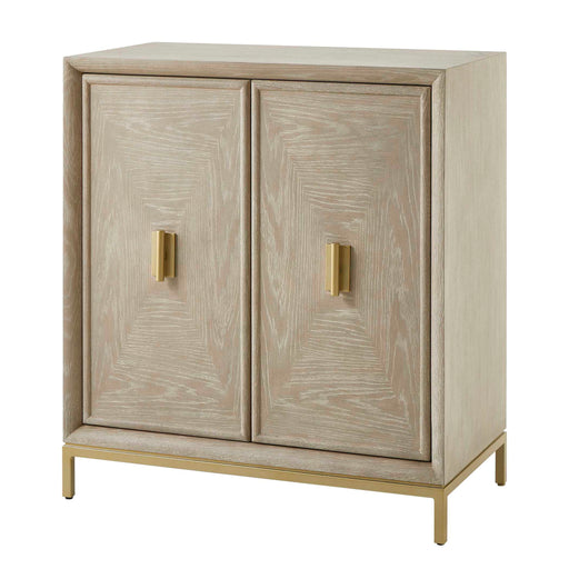 Uttermost Alessia 2-door accent cabinet in light brown wood with sleek modern design and metal handles.