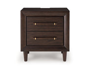 Dantenton - Two Drawer Night Stand - Merlot - R&R Furniture Gallery (Fountain Valley, CA)