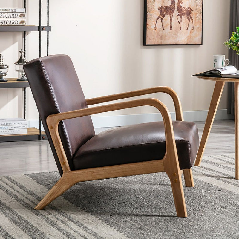 Open Framed Armchair With Cushioning Brown - Dark Brown - R&R Furniture Gallery (Fountain Valley, CA)