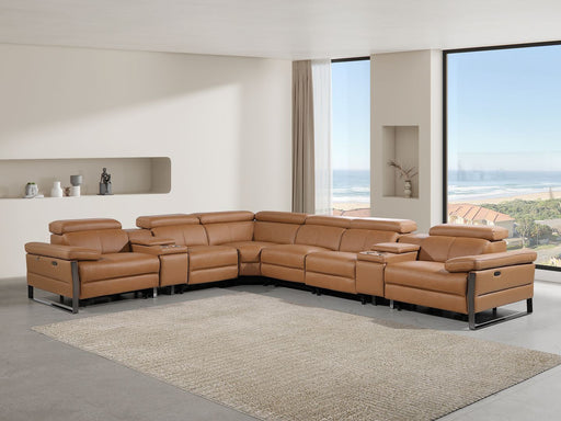 1246 - 8-Piece L-Shaped Modular Power Reclining Sectional With 4 Power Recliners And Power Headrests - R&R Furniture Gallery (Fountain Valley, CA)