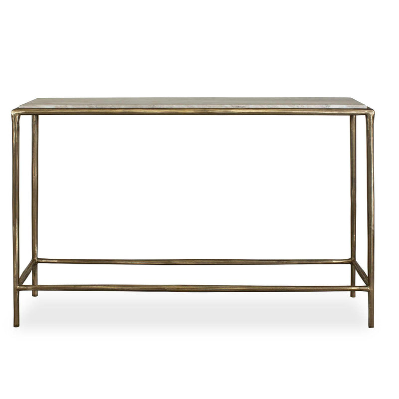 Minerva - Marble Top Console Table - Brass / Gray / White