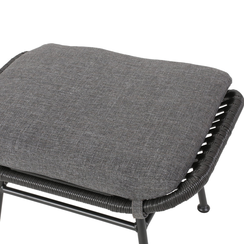 Outdoor Modern Boho Wicker Ottoman With Cushions (Set of 2) - R&R Furniture Gallery (Fountain Valley, CA)