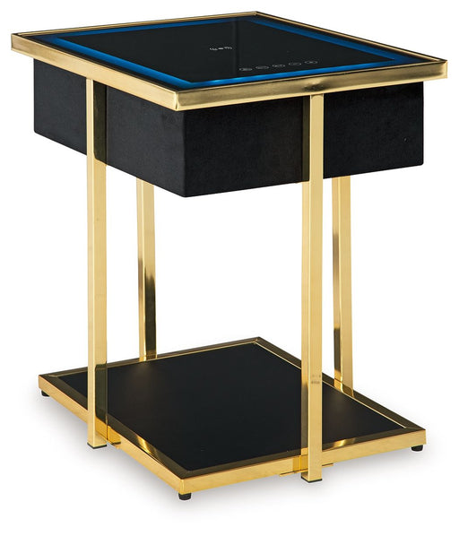 Rexwell - Accent Table With Speaker - Black / Gold Finish - R&R Furniture Gallery (Fountain Valley, CA)