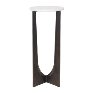 Accent Table - Brass Bronze / White