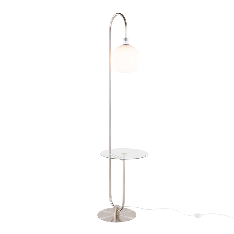 Lumi Source contemporary glam floor lamp resembling a trombone with a sleek metal finish and adjustable arm.