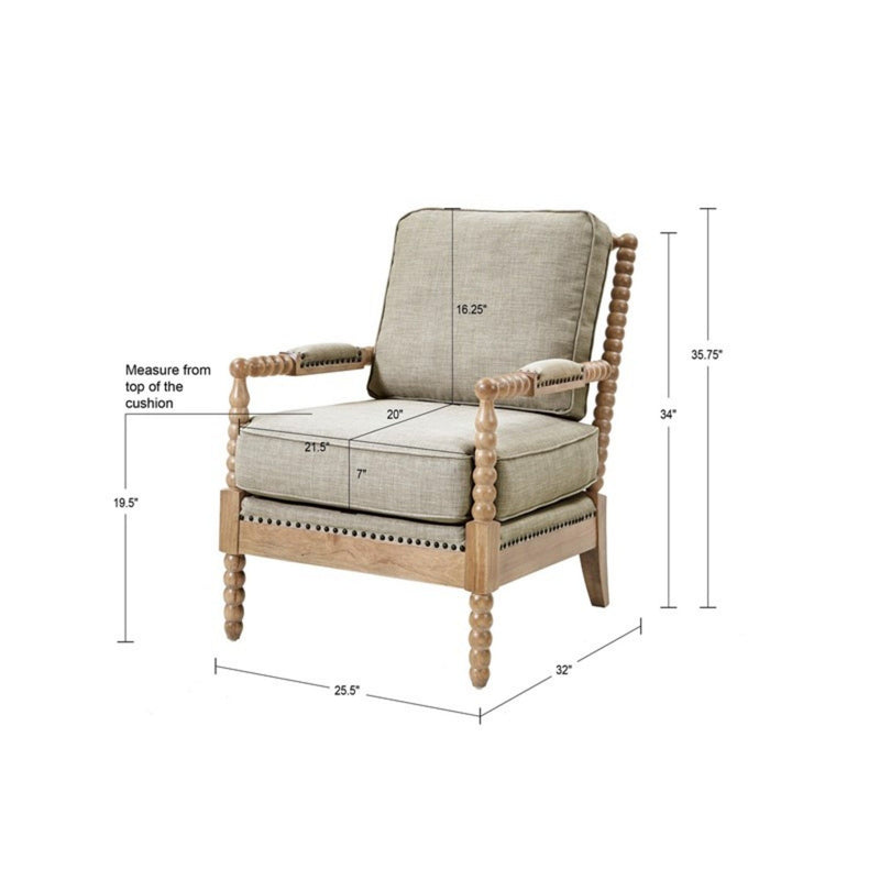 Arm Chair With Open Back Spindle Design, Padded Armrests - R&R Furniture Gallery (Fountain Valley, CA)