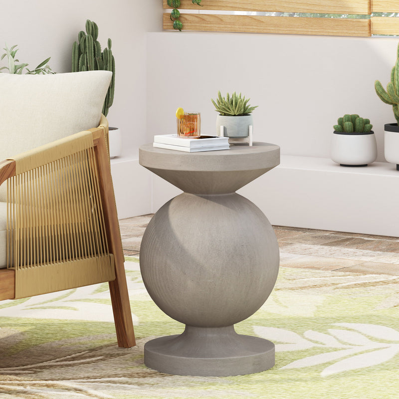 Outdoor natural end table from Noble House with a sleek, minimalist design, perfect for patio or garden seating areas.