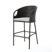 Outdoor 31" Rattan Barstools With Waterproof Cushions (Set of 2) - Multi Brown - R&R Furniture Gallery (Fountain Valley, CA)