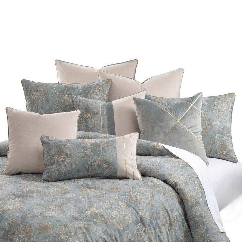 Debonair - 10-Piece King Comforter Set - Mist - R&R Furniture Gallery (Fountain Valley, CA)