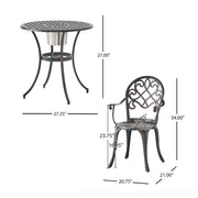 3 Piece Outdoor Aluminium Cast Bistro Set With Ice Bucket - Copper - R&R Furniture Gallery (Fountain Valley, CA)