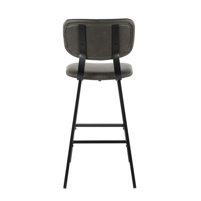 Foundry - Contemporary Barstool Zig Zag Stitching (Set of 2) - Gray