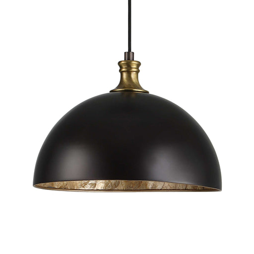 Uttermost Placuna 1 Light Bronze Pendant Lighting fixture with sleek design and modern pendant style, hanging from a ceiling.