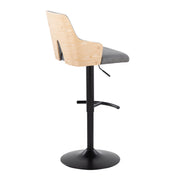 Set of two Lumi Source Stella contemporary adjustable barstools with swivel seats and rounded T-footrests.