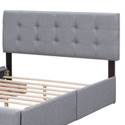Upholstered Platform Bed With Classic Headboard And Drawers, No Box Spring Needed - R&R Furniture Gallery (Fountain Valley, CA)