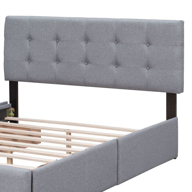 Upholstered Platform Bed With Classic Headboard And Drawers, No Box Spring Needed - R&R Furniture Gallery (Fountain Valley, CA)