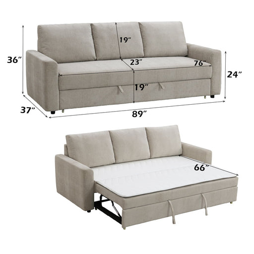 Leira - Sofa With Sleeper - Beige Linen - R&R Furniture Gallery (Fountain Valley, CA)
