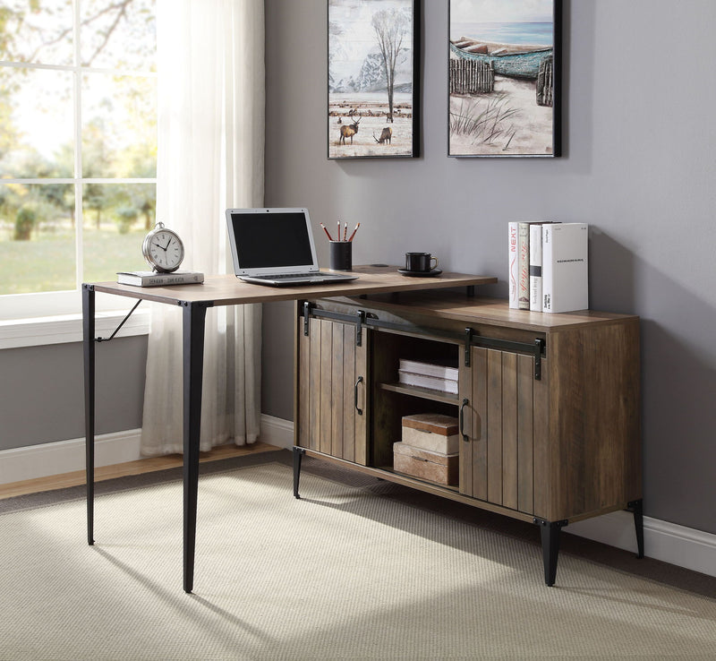Zakwani - 48" Writing Desk With USB - Rustic Oak & Black - R&R Furniture Gallery (Fountain Valley, CA)