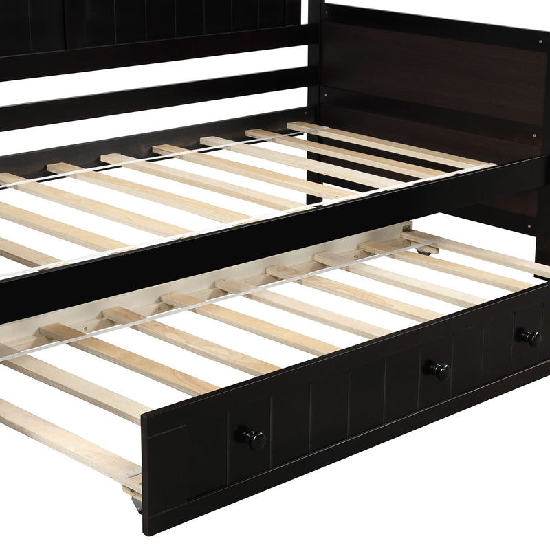 Wooden DreamHaus storage daybed sofa bed with sleek design and no box spring, ideal for versatile living spaces.