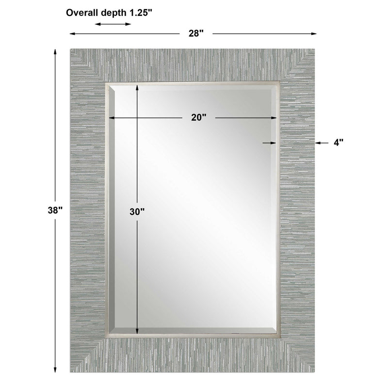 Uttermost Belaya wood wall mirror with gray frame, featuring a sleek, modern design perfect for contemporary interior decor.
