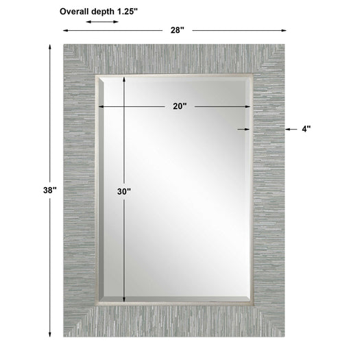 Uttermost Belaya wood wall mirror with gray frame, featuring a sleek, modern design perfect for contemporary interior decor.