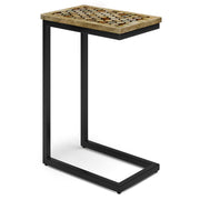 Simpli-Home Davisville C Side Table in natural wood finish, featuring a modern design with a flat top and open shelf.