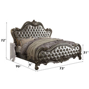 Versailles II - Queen Bed - Silver Synthetic Leather & Antique Platinum - R&R Furniture Gallery (Fountain Valley, CA)