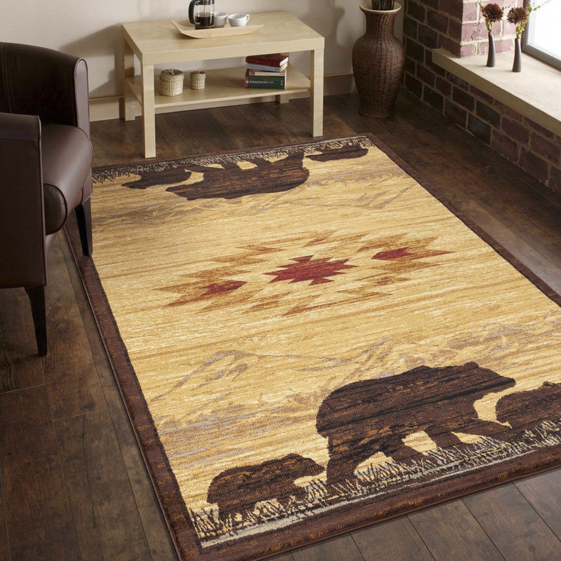 Nature's Nest - 5'3" X 7'3" Lodge Area Rug - Multi / Beige - R&R Furniture Gallery (Fountain Valley, CA)
