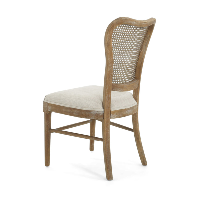 Classic Retro Dining Chair (Set of 2) With Rattan Backrest - Dark Brown / Beige - R&R Furniture Gallery (Fountain Valley, CA)