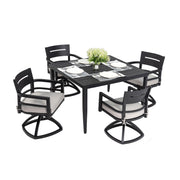 Outdoor Modern Dining Set, Chairs Sunbrella Cushioned And Dining Table With Umbrella Hole - R&R Furniture Gallery (Fountain Valley, CA)