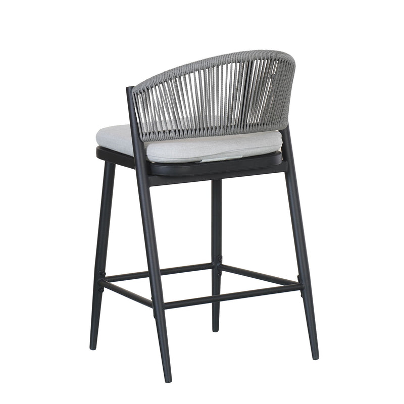 Outdoor 26" Counter Height Metal Frame Counter Stools With Scallop Shaped Backrest & Water Resistant Cushions - R&R Furniture Gallery (Fountain Valley, CA)