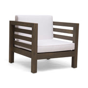 Outdoor Acacia Wood Patio Chair With Fabric Cushion - R&R Furniture Gallery (Fountain Valley, CA)