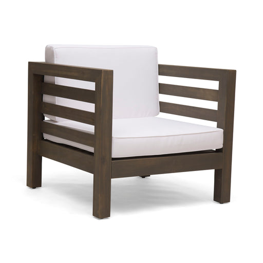 Outdoor Acacia Wood Patio Chair With Fabric Cushion - R&R Furniture Gallery (Fountain Valley, CA)