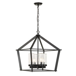 Evanston - 4 Light Indoor-Outdoor Pendant - Black