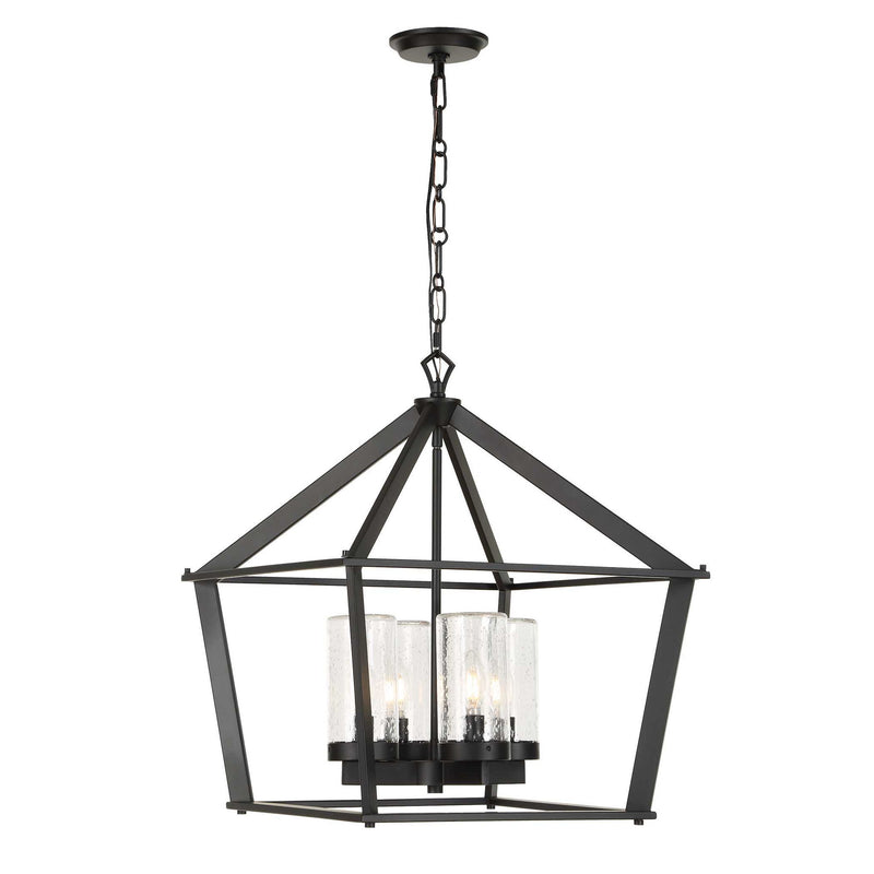 Evanston - 4 Light Indoor-Outdoor Pendant - Black