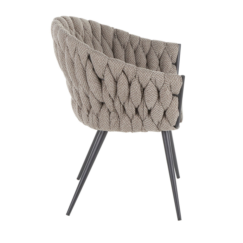 Lumi Source Matisse braided contemporary counter height chair with wooden legs and woven fabric seat, 24-27 inches tall.