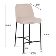 Set of two TOV Furniture Sydney counter stools with sleek wooden legs and upholstered seats, perfect for modern kitchen counters.