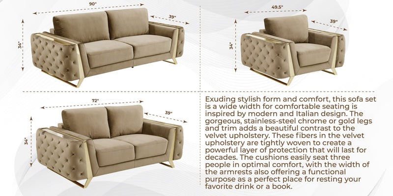 1051 - Contemporary Velvet Sofa - R&R Furniture Gallery (Fountain Valley, CA)