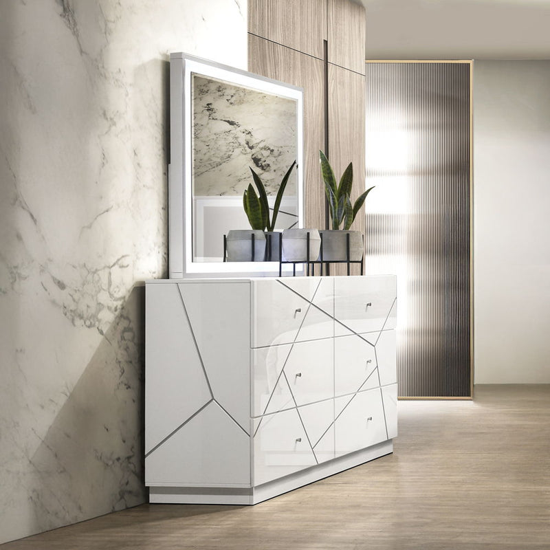 Esther - Dresser - White / Silver - R&R Furniture Gallery (Fountain Valley, CA)