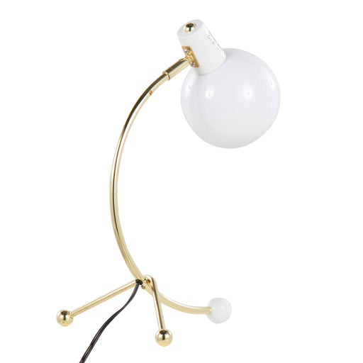 Lumi Source Eileen contemporary task table lamp in gold and white with adjustable arm and modern design.