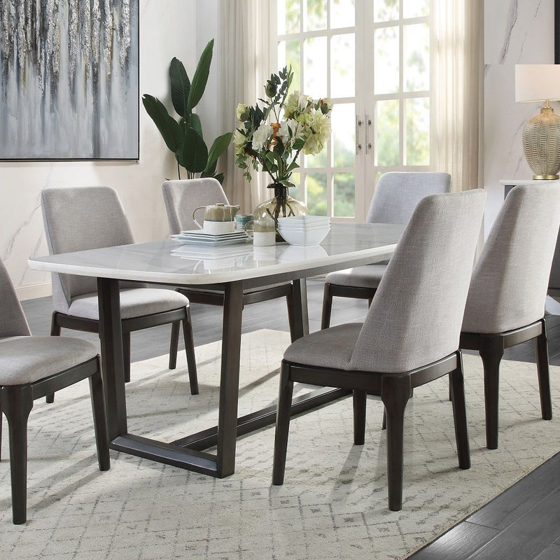 Madan - Dining Table With Marble Top - Marble Top & Weathered Gray - R&R Furniture Gallery (Fountain Valley, CA)