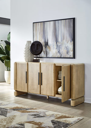 Nia Four Door Acacia Wood Sideboard in Lioness