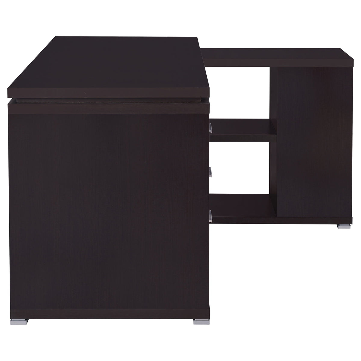 Tona - L-Shape Computer Desk With 3 Drawers And 5 Shelves