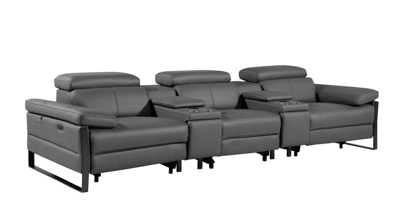 1246 - Modular Power Reclining Dual Console Sofa And Console Loveseat Set With Power Headrests - R&R Furniture Gallery (Fountain Valley, CA)