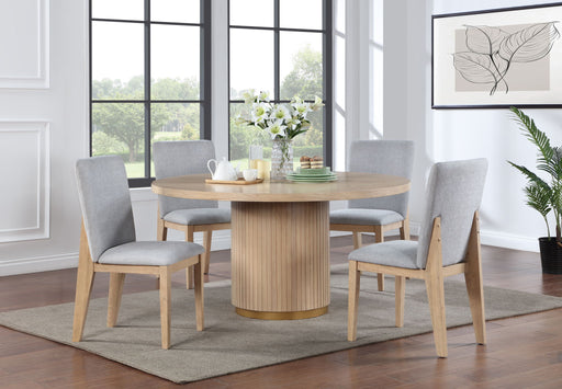 Caspian - 5 Piece Round Dining Table Set With Chairs - Oak - R&R Furniture Gallery (Fountain Valley, CA)